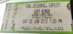 Gary Numan Cardiff Ticket 2012